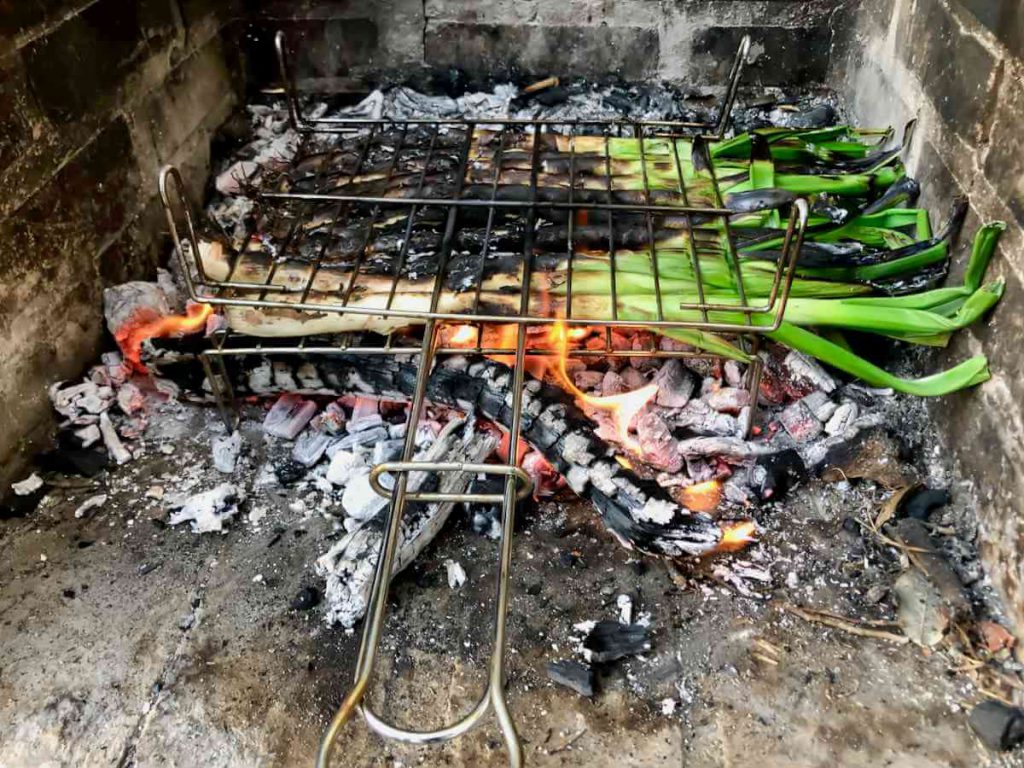 Calçots on the barbecue